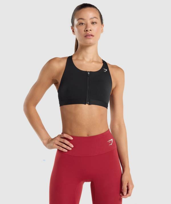 Damske Športové Podprsenky Gymshark Zip Up Čierne | BS6581423